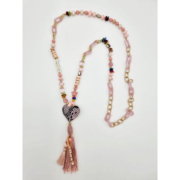 BOHO Kaulakoru SYD&Auml;N tupsullla , rosa