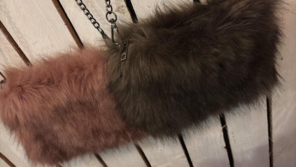 Karvaveska , laukku (  vintage rosa ja taupe)