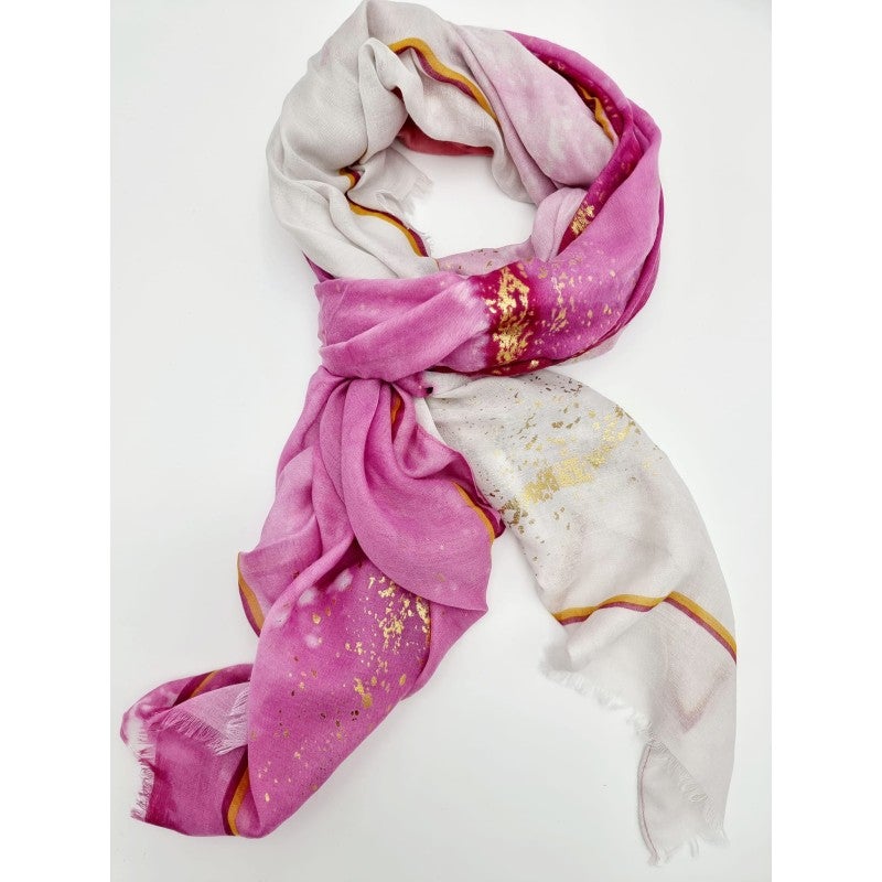 Huivi kuviolla ja kulta ,vaaleanpunainen